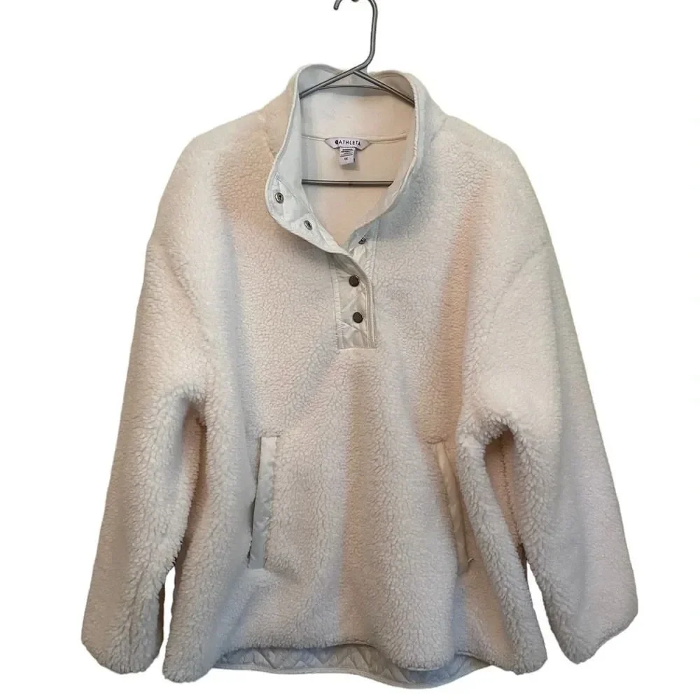 Athleta Cozy Sherpa Snap Swewtshirt